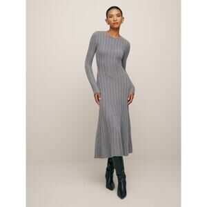 Reformation Evan Cashmere Sweater Dress Dark Grey - M